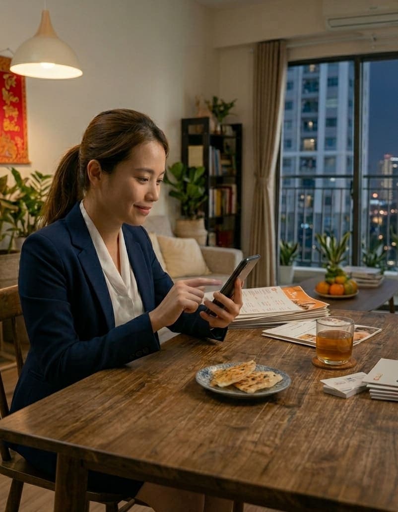 Khách hàng đặt món qua điện thoại tại nhà hàng