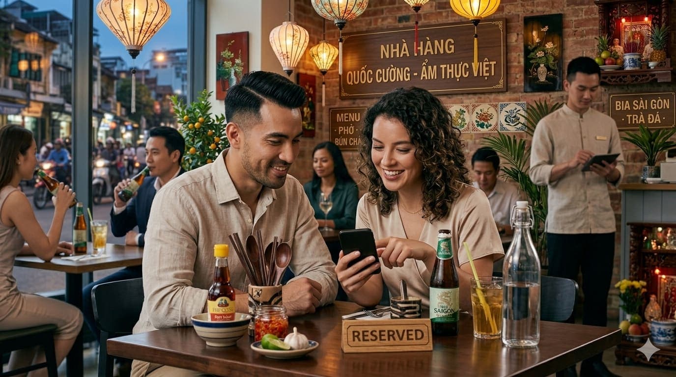 Bàn ăn được bày tại nhà hàng